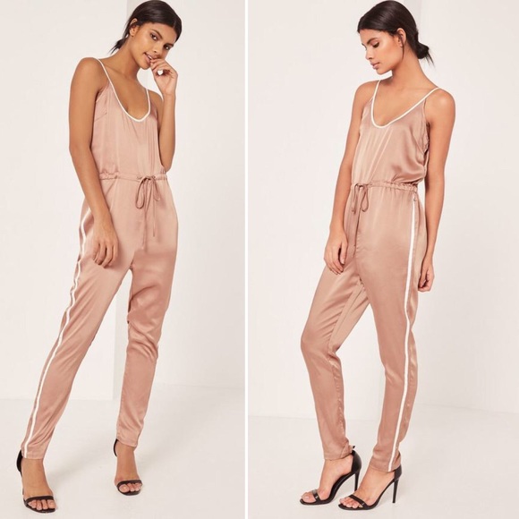 Missguided Pants - MISGUIDED - Satin Sports Stripe Strappy Jumpsuit 4